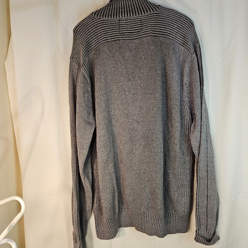 BKE Athletic Fit Stylish Gray Knit Sweater with Quarter Zip Collar Casual Comfor - Picture 7 of 9